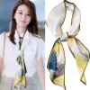 Korean version of rhombus scarf, narrow and long imitation silk scarf for women, decorative sharp corners, fashionable decorative headband, silk scarf wholesale