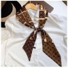 Korean version of rhombus scarf, narrow and long imitation silk scarf for women, decorative sharp corners, fashionable decorative headband, silk scarf wholesale