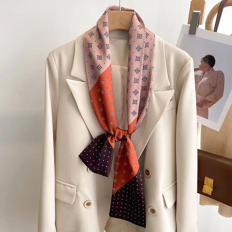 Satin Streamers Long Small Silk Scarves Long Scarves Versatile