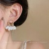Silver needle studded diamond flower cluster bow earrings French style simple style earrings light luxury high-end earrings set for women
