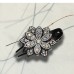Three-tooth clip duckbill clip elegant female updo hair clip back head side flower-shaped rhinestone ins headdress