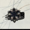 Three-tooth clip duckbill clip elegant female updo hair clip back head side flower-shaped rhinestone ins headdress