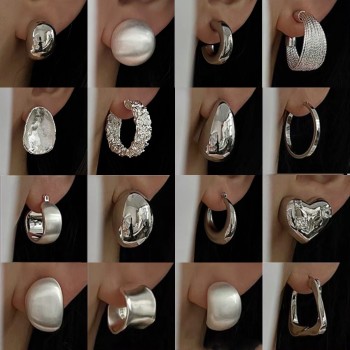 Luxury Silver Earrings - Beads and Hearts Collection