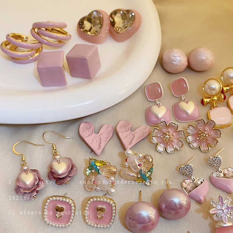 Luxury Rose Silver Earrings - Hearts, Flowers, and Pearls Collection