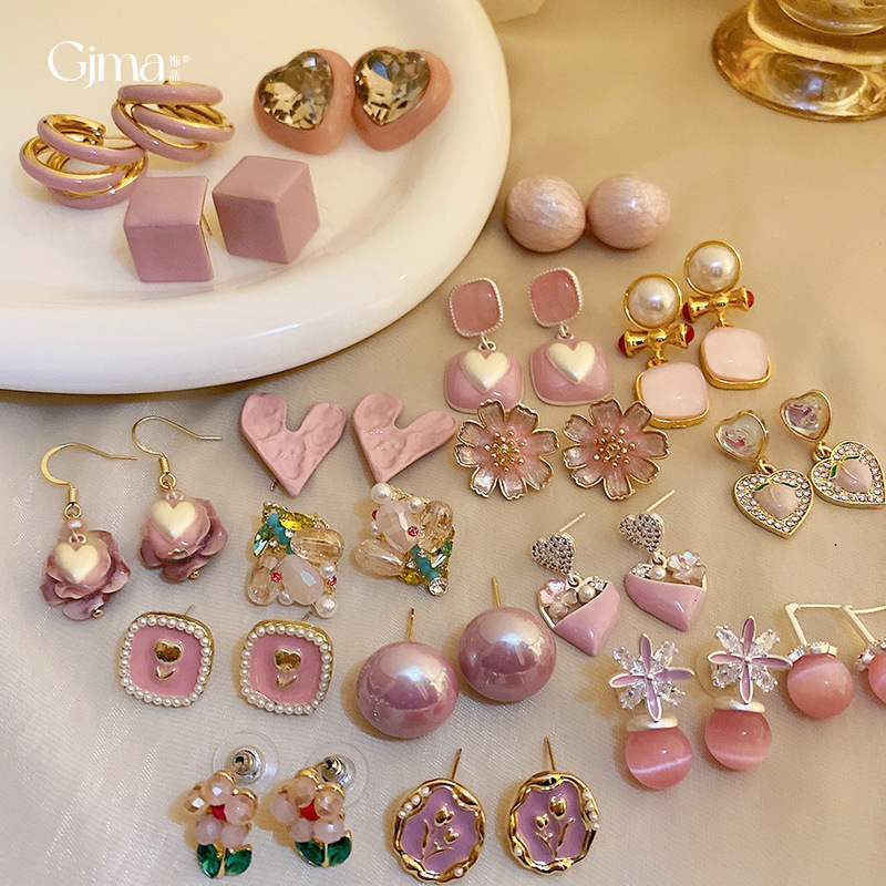 Luxury Rose Silver Earrings - Hearts, Flowers, and Pearls Collection