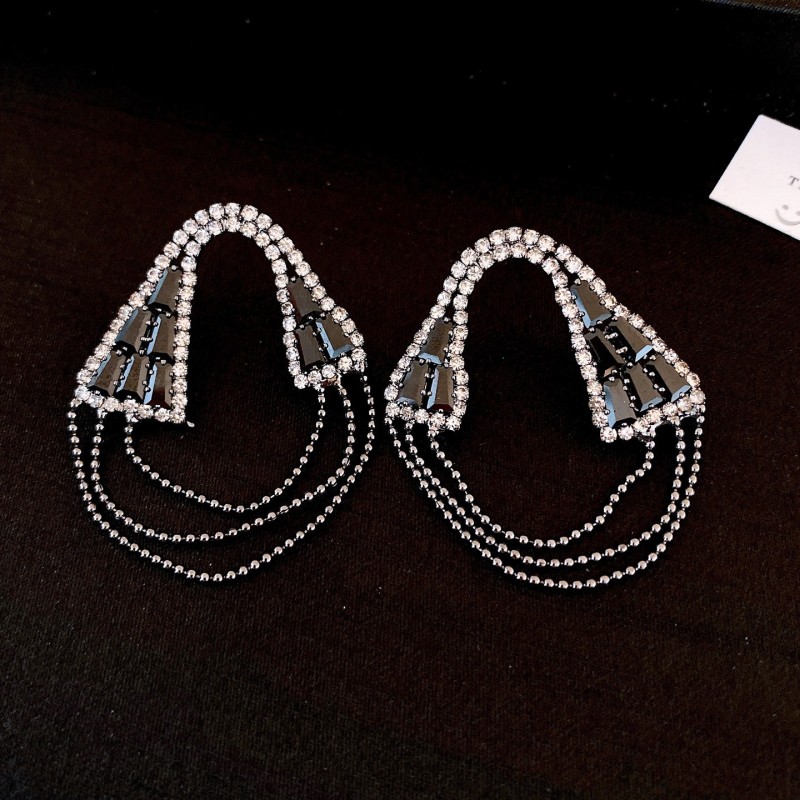 European and American Cross-border Long Wheat Ears Flowers Leaves Tassel Earrings Cold Style Elegant Earrings Light Luxury High-end Earrings