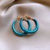 Silver Needle Fresh Blue Resin Diamond-Studded Round Earrings, Light Luxury High-End Earrings, Niche Forest-Style Temperament Ear Accessories