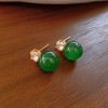 European and American Cross-border Green Zircon Flower Geometric Earrings Elegant All-match Earrings Light Luxury High-end Earrings Design Sense
