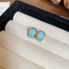 Silver Needle Fresh Blue Resin Diamond-Studded Round Earrings, Light Luxury High-End Earrings, Niche Forest-Style Temperament Ear Accessories