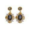 European and American Cross-border Green Zircon Flower Geometric Earrings Elegant All-match Earrings Light Luxury High-end Earrings Design Sense