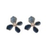 Silver Needle Fresh Blue Resin Diamond-Studded Round Earrings, Light Luxury High-End Earrings, Niche Forest-Style Temperament Ear Accessories