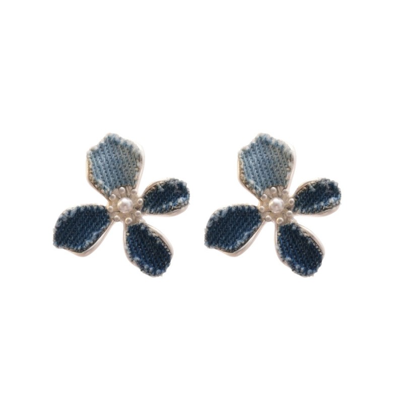 Silver Needle Fresh Blue Resin Diamond-Studded Round Earrings, Light Luxury High-End Earrings, Niche Forest-Style Temperament Ear Accessories