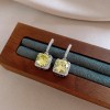 European and American Cross-border Green Zircon Flower Geometric Earrings Elegant All-match Earrings Light Luxury High-end Earrings Design Sense