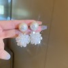 Silver needle flower love tassel earrings simple fashion Joker earrings small fresh light luxury high sense earrings wholesale