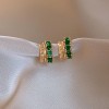 European and American Cross-border Green Zircon Flower Geometric Earrings Elegant All-match Earrings Light Luxury High-end Earrings Design Sense