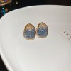 Silver Needle Fresh Blue Resin Diamond-Studded Round Earrings, Light Luxury High-End Earrings, Niche Forest-Style Temperament Ear Accessories