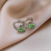 European and American Cross-border Green Zircon Flower Geometric Earrings Elegant All-match Earrings Light Luxury High-end Earrings Design Sense