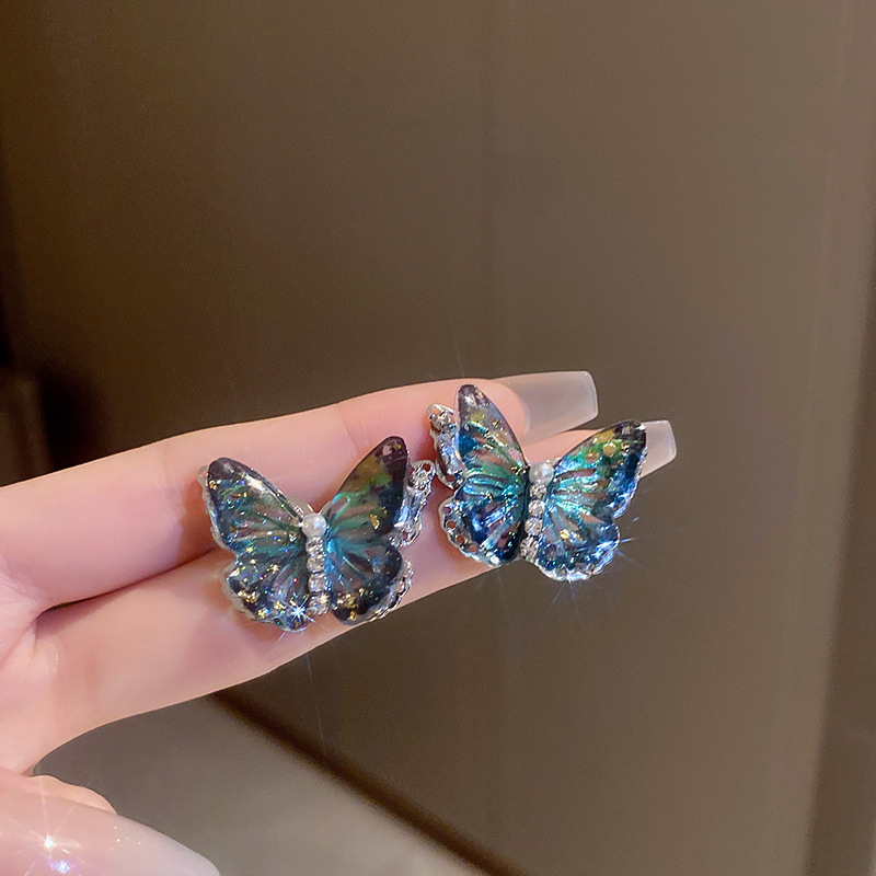 European and American Cross-border Green Zircon Flower Geometric Earrings Elegant All-match Earrings Light Luxury High-end Earrings Design Sense