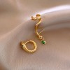European and American Cross-border Green Zircon Flower Geometric Earrings Elegant All-match Earrings Light Luxury High-end Earrings Design Sense