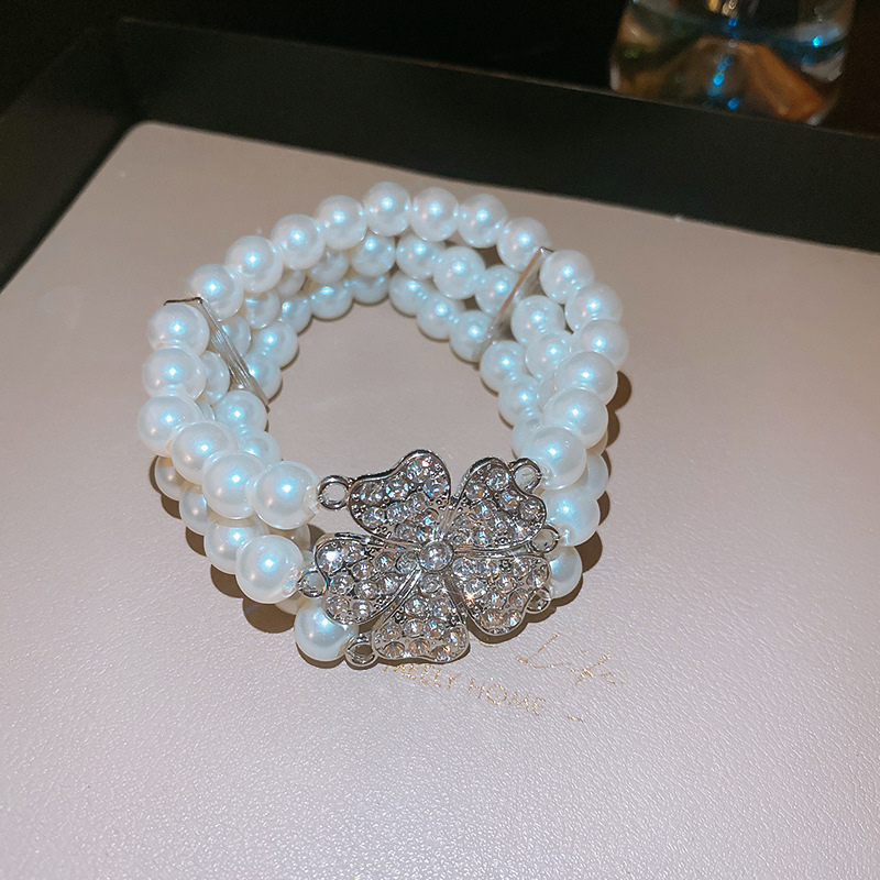 French Retro Baroque Crystal Pearl Bracelet, Light Luxury and High-End Bracelet, White, Fashionable and Versatile Hand Jewelry