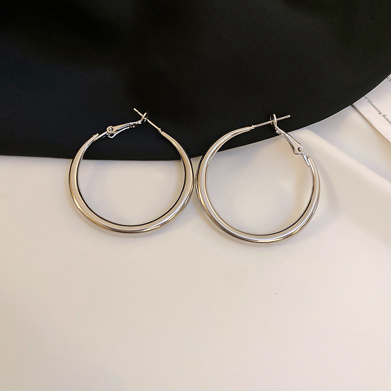 Silver Needle Circle Silver Earrings Light Luxury High-End Stud Earrings for Women Minimalist Fashion Versatile Earrings with a Unique Design