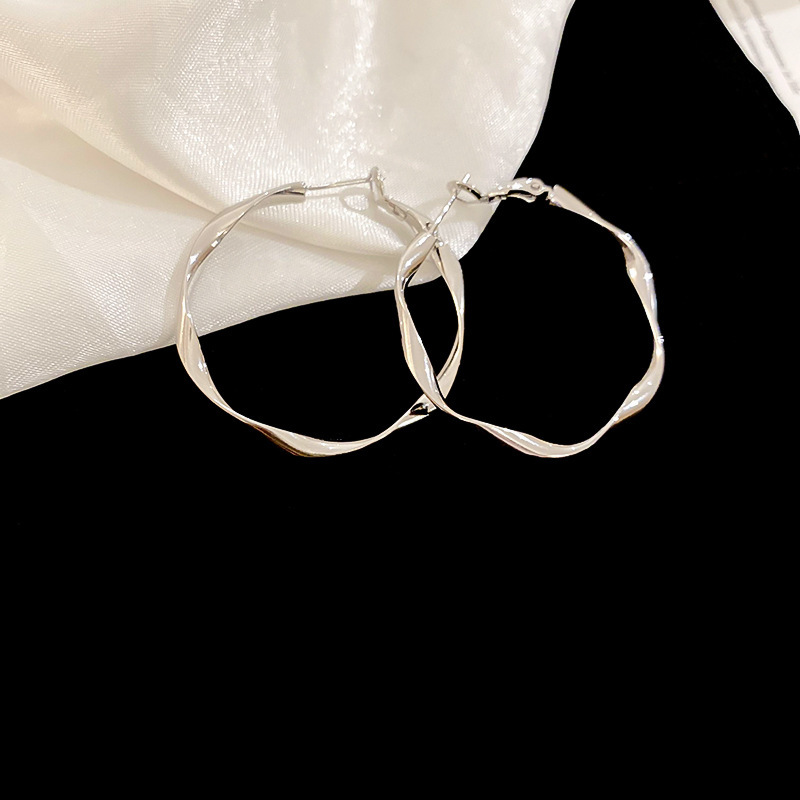 Silver Needle Circle Silver Earrings Light Luxury High-End Stud Earrings for Women Minimalist Fashion Versatile Earrings with a Unique Design