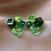 European and American Cross-border Green Zircon Flower Geometric Earrings Elegant All-match Earrings Light Luxury High-end Earrings Design Sense