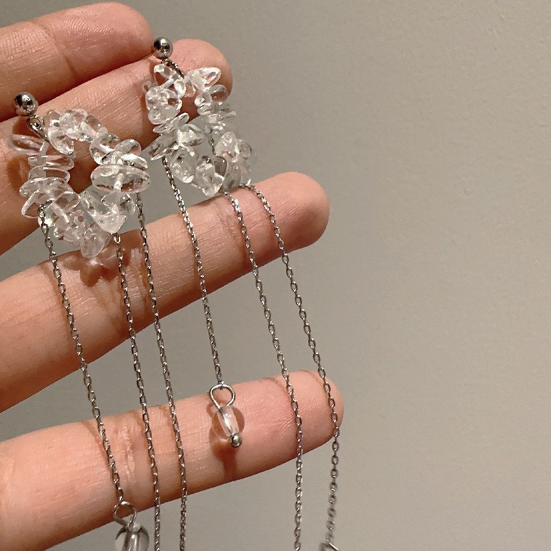 European and American Cross-border Long Wheat Ears Flowers Leaves Tassel Earrings Cold Style Elegant Earrings Light Luxury High-end Earrings