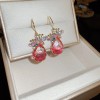 European and American Cross-border Green Zircon Flower Geometric Earrings Elegant All-match Earrings Light Luxury High-end Earrings Design Sense