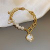 French Retro Baroque Crystal Pearl Bracelet, Light Luxury and High-End Bracelet, White, Fashionable and Versatile Hand Jewelry