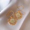 European and American Cross-border Green Zircon Flower Geometric Earrings Elegant All-match Earrings Light Luxury High-end Earrings Design Sense