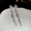 European and American Cross-border Long Wheat Ears Flowers Leaves Tassel Earrings Cold Style Elegant Earrings Light Luxury High-end Earrings