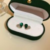 European and American Cross-border Green Zircon Flower Geometric Earrings Elegant All-match Earrings Light Luxury High-end Earrings Design Sense