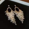 European and American Cross-border Long Wheat Ears Flowers Leaves Tassel Earrings Cold Style Elegant Earrings Light Luxury High-end Earrings