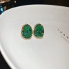 Silver Needle Fresh Blue Resin Diamond-Studded Round Earrings, Light Luxury High-End Earrings, Niche Forest-Style Temperament Ear Accessories