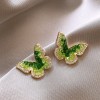 European and American Cross-border Green Zircon Flower Geometric Earrings Elegant All-match Earrings Light Luxury High-end Earrings Design Sense