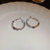 Silver Needle Circle Silver Earrings Light Luxury High-End Stud Earrings for Women Minimalist Fashion Versatile Earrings with a Unique Design
