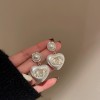 Silver needle flower love tassel earrings simple fashion Joker earrings small fresh light luxury high sense earrings wholesale