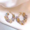 Silver Needle Fresh Blue Resin Diamond-Studded Round Earrings, Light Luxury High-End Earrings, Niche Forest-Style Temperament Ear Accessories