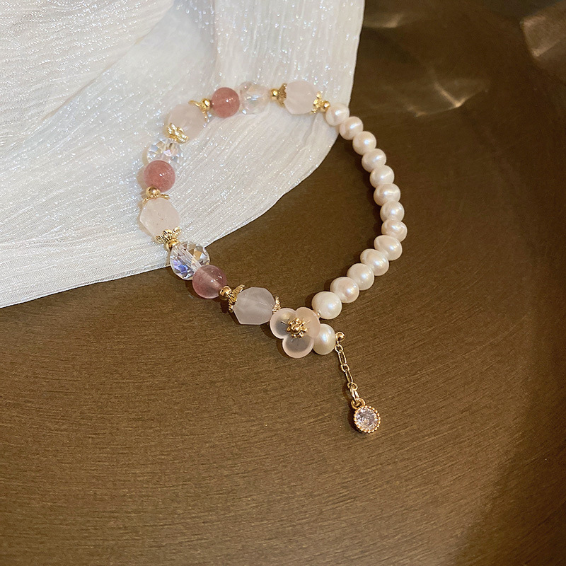 French Retro Baroque Crystal Pearl Bracelet, Light Luxury and High-End Bracelet, White, Fashionable and Versatile Hand Jewelry
