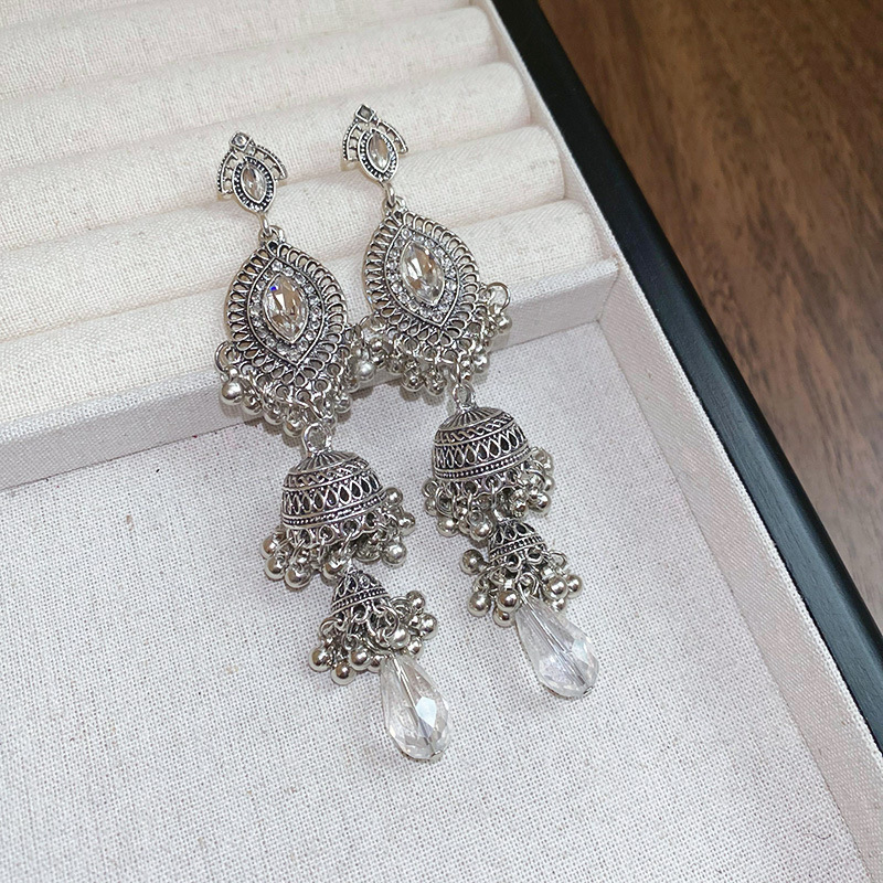 European and American Cross-border Long Wheat Ears Flowers Leaves Tassel Earrings Cold Style Elegant Earrings Light Luxury High-end Earrings