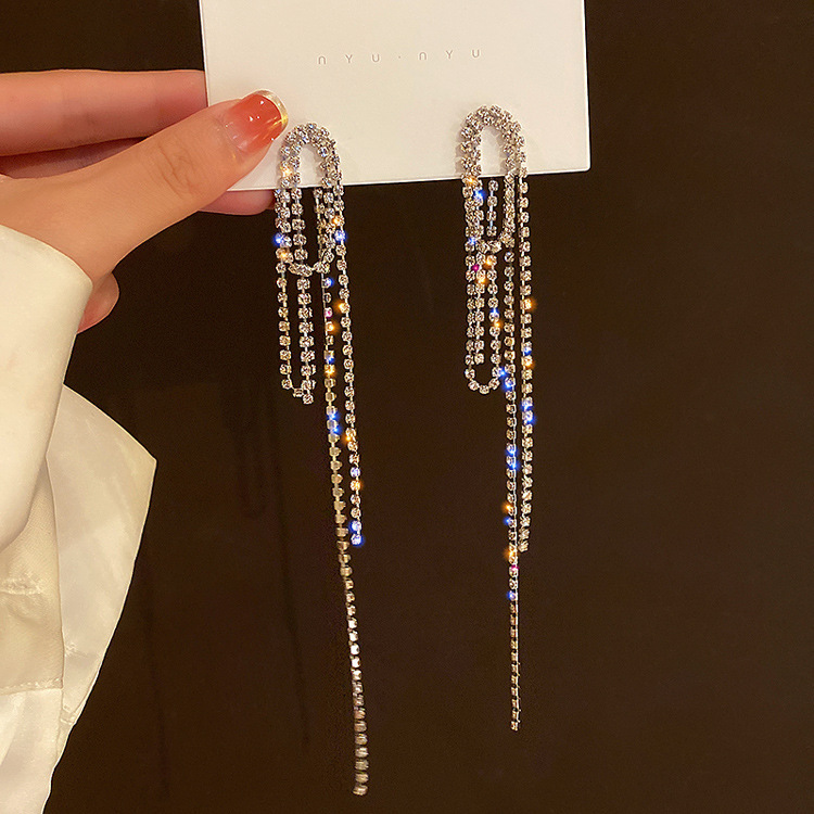 European and American Cross-border Long Wheat Ears Flowers Leaves Tassel Earrings Cold Style Elegant Earrings Light Luxury High-end Earrings