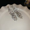 European and American Cross-border Long Wheat Ears Flowers Leaves Tassel Earrings Cold Style Elegant Earrings Light Luxury High-end Earrings