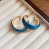Silver Needle Fresh Blue Resin Diamond-Studded Round Earrings, Light Luxury High-End Earrings, Niche Forest-Style Temperament Ear Accessories