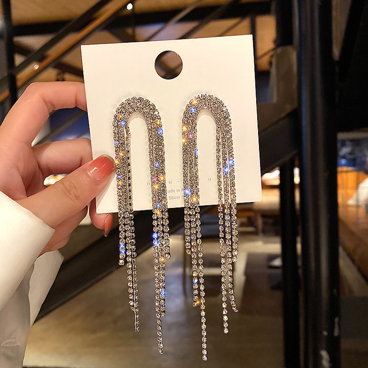European and American Cross-border Long Wheat Ears Flowers Leaves Tassel Earrings Cold Style Elegant Earrings Light Luxury High-end Earrings