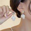 Silver needle flower love tassel earrings simple fashion Joker earrings small fresh light luxury high sense earrings wholesale
