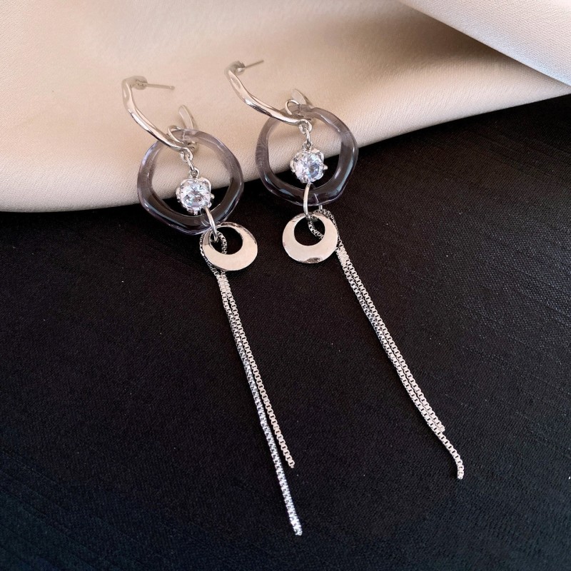 European and American Cross-border Long Wheat Ears Flowers Leaves Tassel Earrings Cold Style Elegant Earrings Light Luxury High-end Earrings