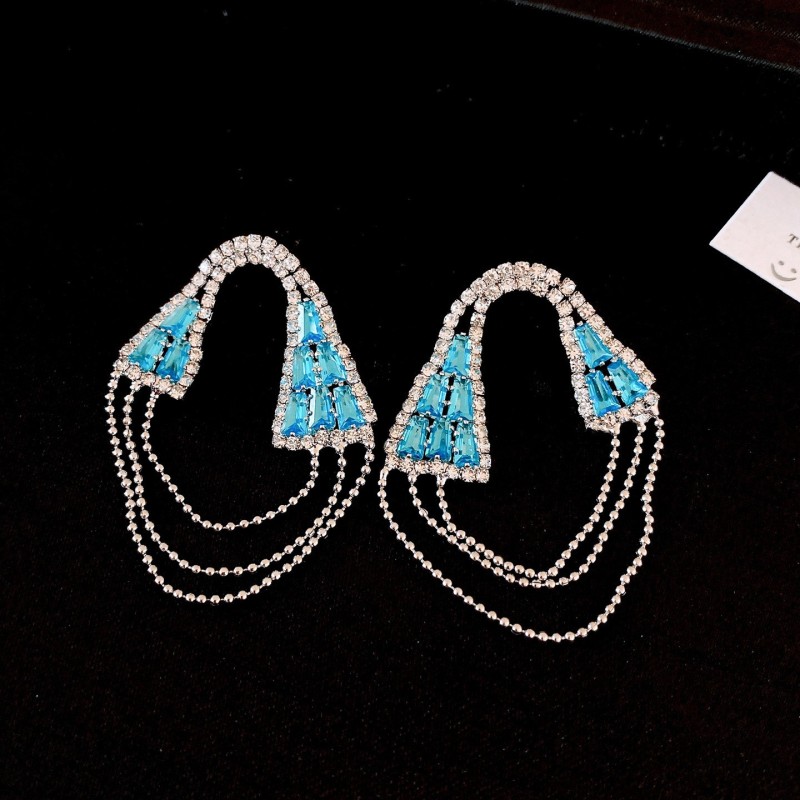 European and American Cross-border Long Wheat Ears Flowers Leaves Tassel Earrings Cold Style Elegant Earrings Light Luxury High-end Earrings