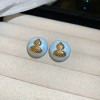 Silver Needle Fresh Blue Resin Diamond-Studded Round Earrings, Light Luxury High-End Earrings, Niche Forest-Style Temperament Ear Accessories