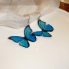 Silver Needle Fresh Blue Resin Diamond-Studded Round Earrings, Light Luxury High-End Earrings, Niche Forest-Style Temperament Ear Accessories